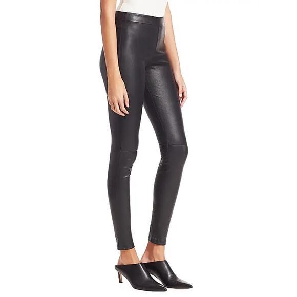 NEW SZ O Theory  Adbelle Lamb black Leather Leggings - Picture 3 of 5